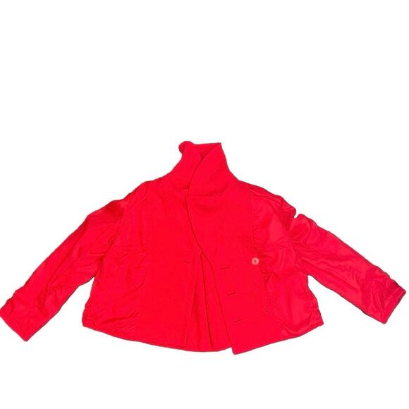 INC International Concepts Double Knit Cotton Cropped Red Pea Coat - Picture 5 of 6